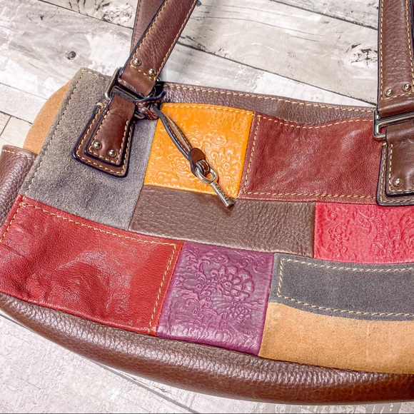 Fossil Bags Vintage Fossil Patchwork Multicolor Leather Purse